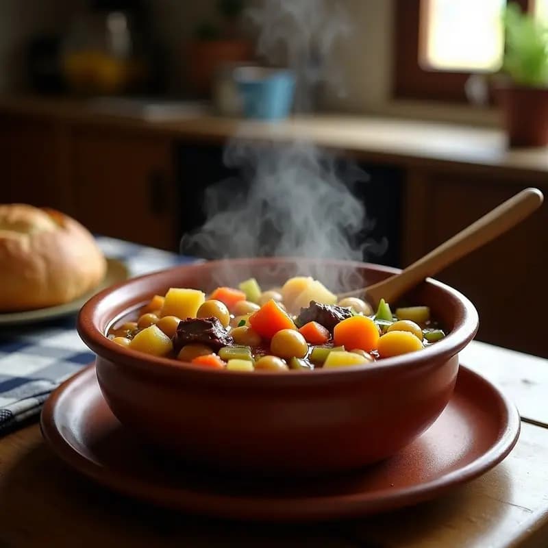 Puchero Maragato con Garbanzos, Falda y Verduras: Cocido Tradicional de León