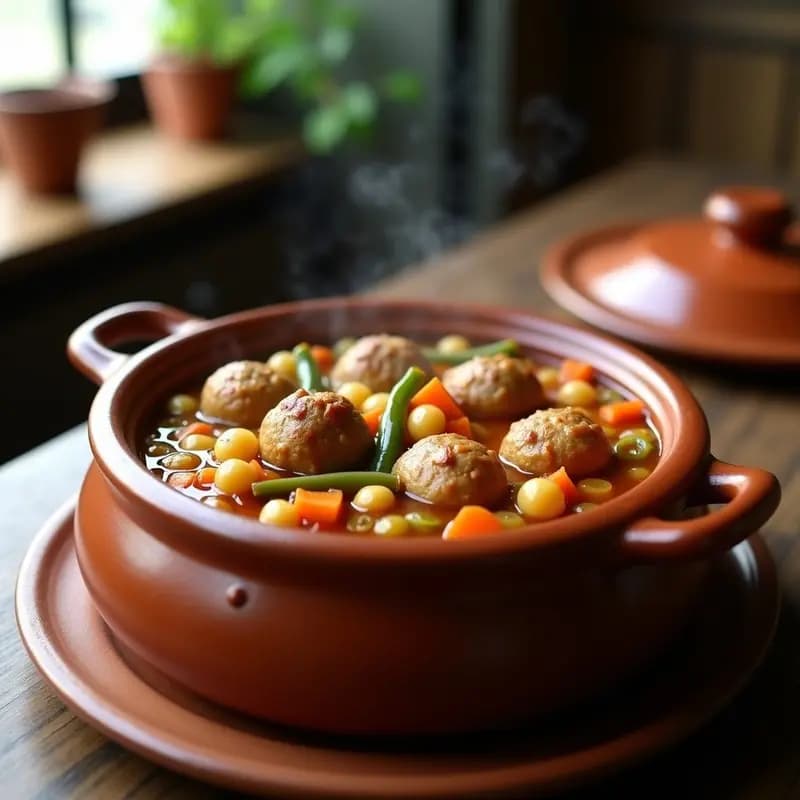 Puchero murciano con Pelotas de Carne y Verduras: Receta de Olla Tradicional