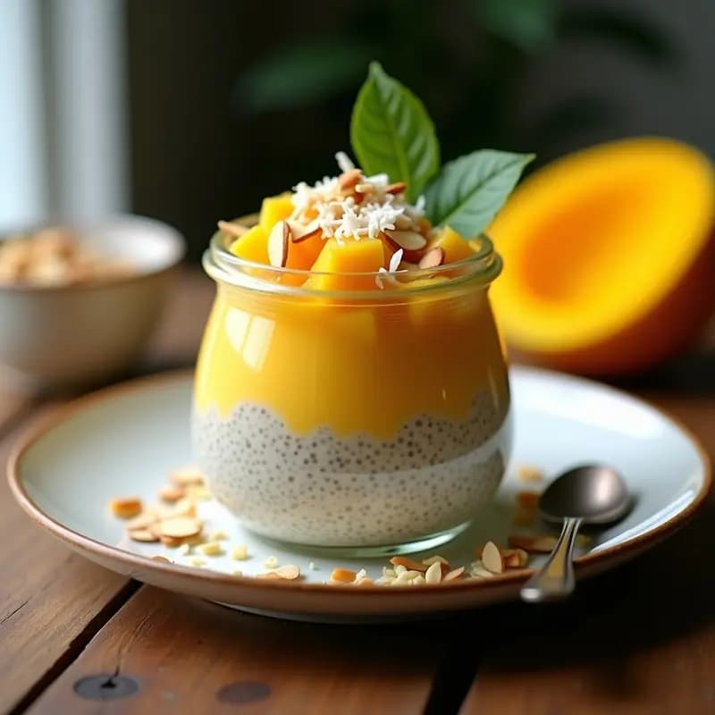 Puding de Chía y Mango: Desayuno Colombiano Vegano y Sin Azúcar Overnight