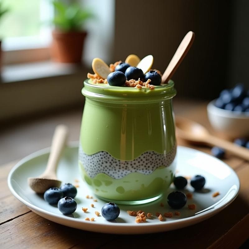 Pudding de Chía con Matcha y Avena: Receta Nocturna Sin Azúcar para Energía Matutina