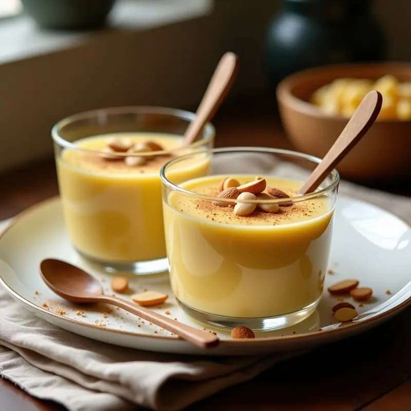 Pudding de Sémola de Maíz y Leche de Almendras: Postre Egipcio Sin Gluten con Dátiles y Canela