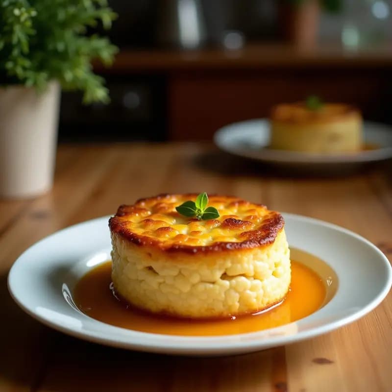 Pudian de Maíz y Queso Cotija: Postre Mexicano Tradicional al Horno con Toque Dulce-Salado
