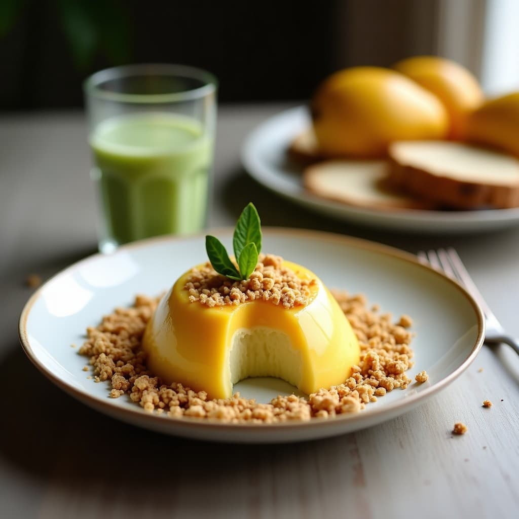 Pudín de Aloe Vera y Mango con Granola de Coco: Desayuno Detox Sin Azúcar