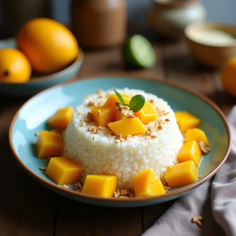 Pudín de Arroz de coco y Mango con Semillas de Cardamomo: Postre Indio Sin Lácteos en Thermomix