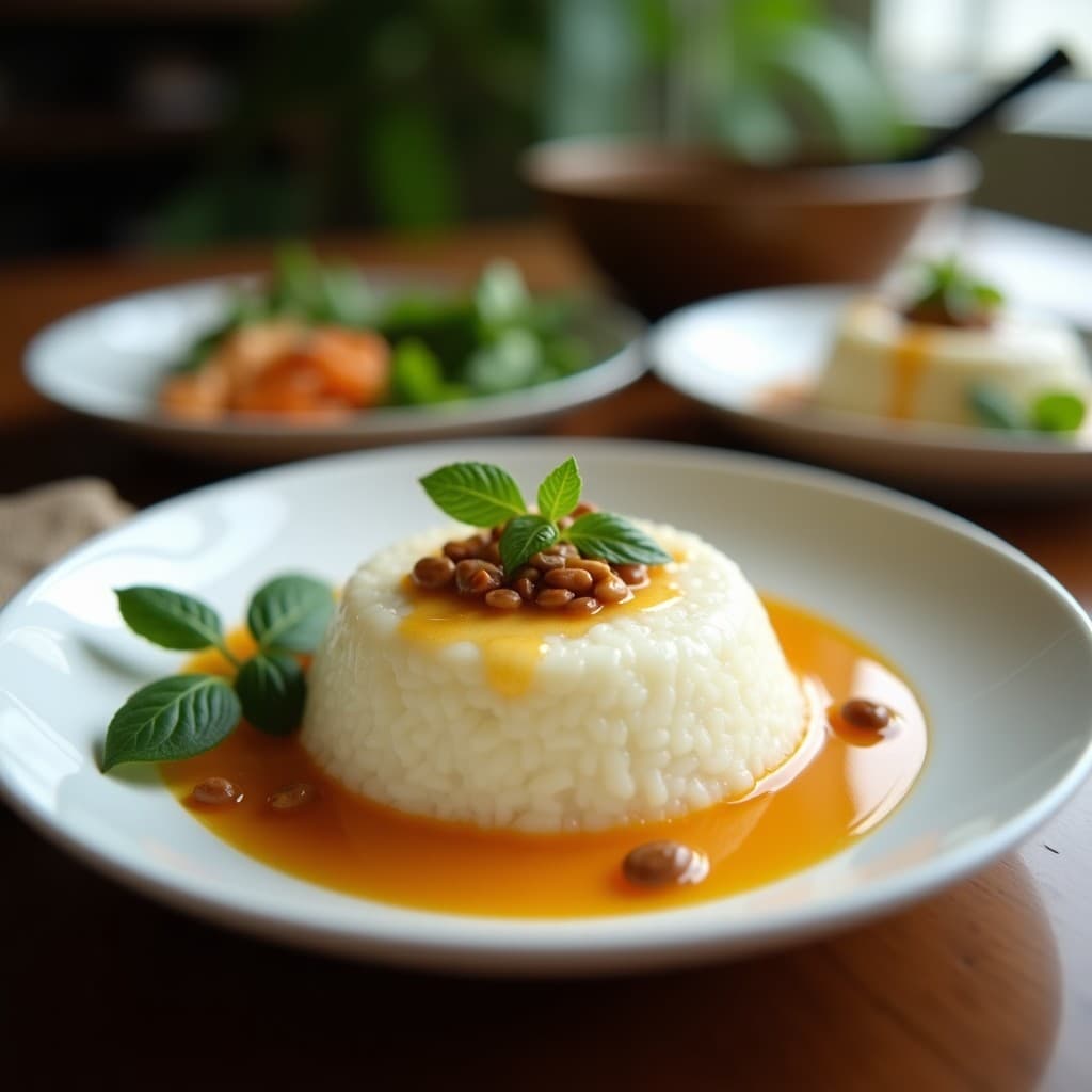 Pudín de Arroz de Coco y Pandan: Postre ASEAN Vegano y Sin Lácteos