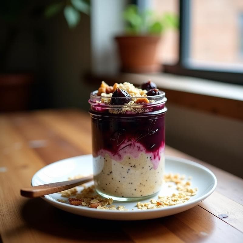 Pudín de Avena con Compota de Higo Negro y Cardamomo: Desayuno Overnight Vegano