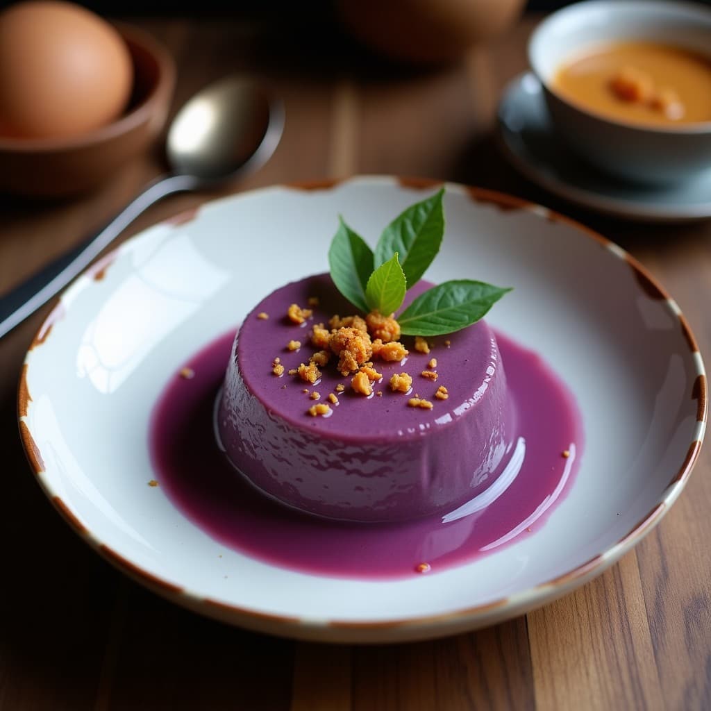 Pudín de Batata Morada y Leche de Coco con Especias: Postre Tailandés Sin Lácteos