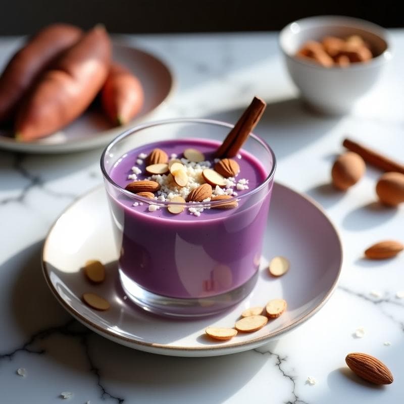 Pudín de Batata Morada y Leche de Almendras: Postre Vegano y Sin Gluten