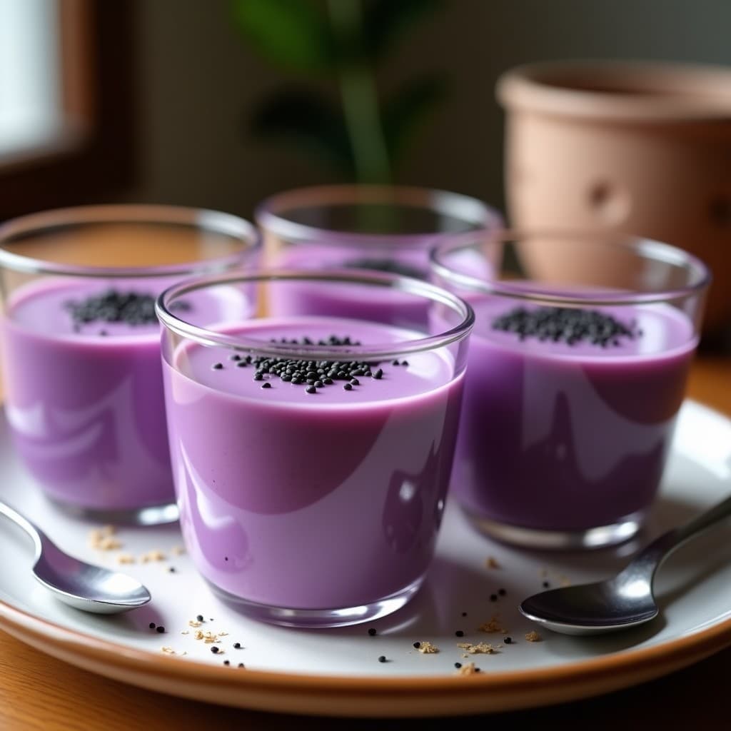 Pudín de Batata Morada y Leche de Avena: Postre Sin Azúcar con Toque Japonés en Olla Express