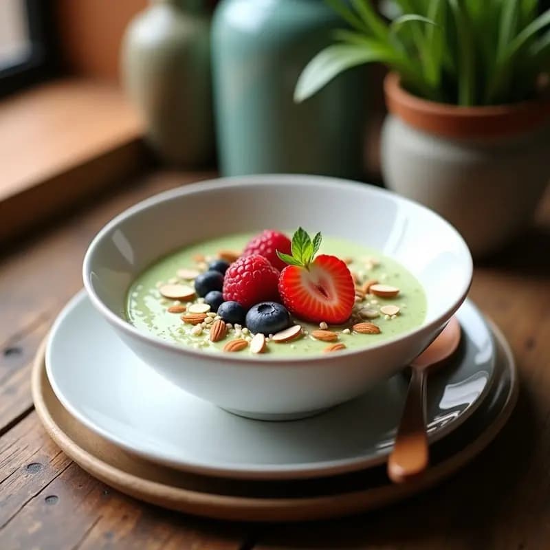 Pudín de Semillas de Cáñamo y Matcha con Leche de Almendras: Desayuno Superfoods