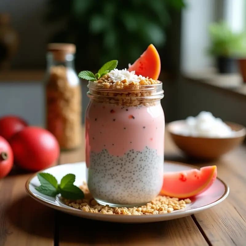 Pudín de Chía y Acerola con Granola de Semillas de Calabaza: Desayuno Brasileño Sin Azúcar