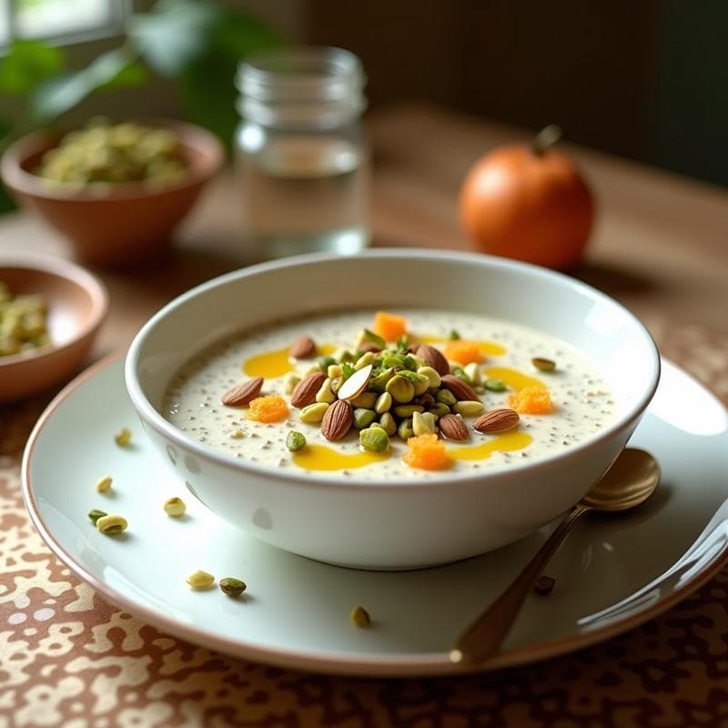 Pudín de Chía con Leche de Avellana y Esencia de Azahar: Postre Morisco Sin Cocción