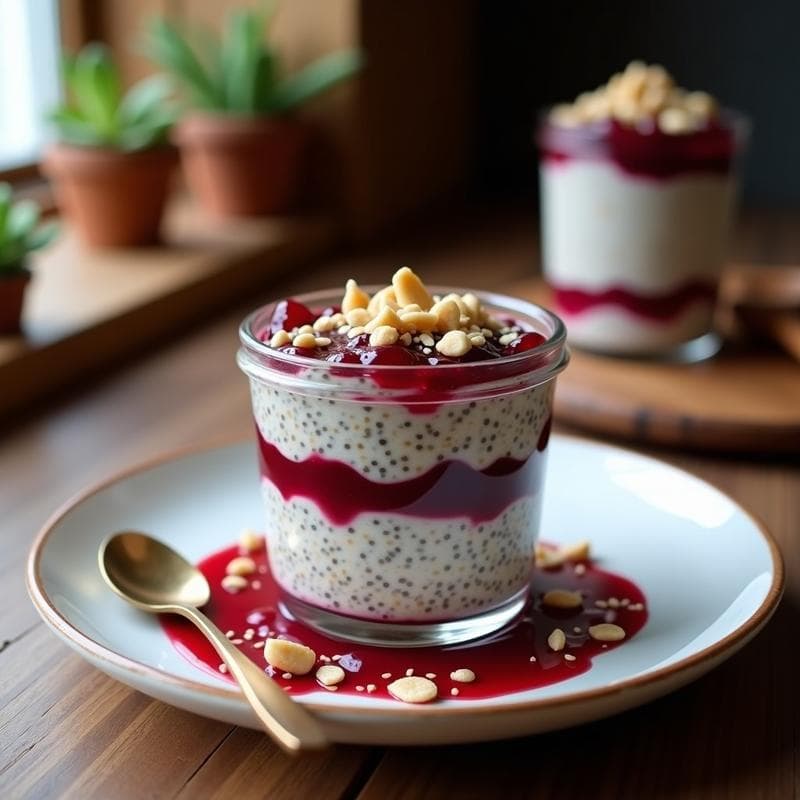 Pudín de Chía y Avena con Compota de Arándanos: Desayuno Keto sin Horno