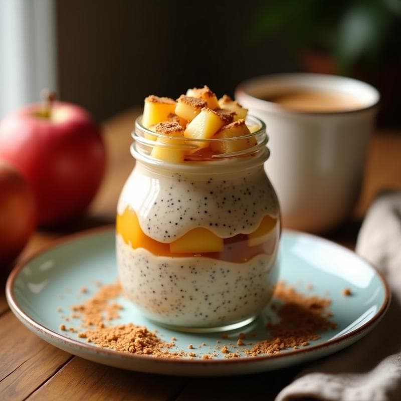 Pudín de Chía con Leche de Avena y Compota de Manzana: Postre Overnight Sin Azúcar
