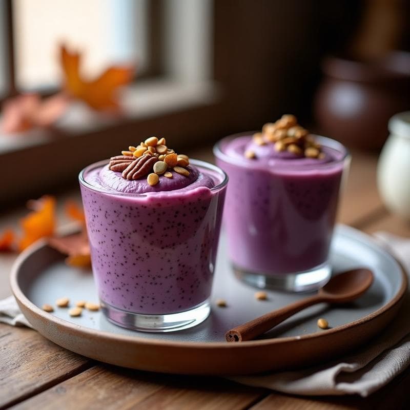 Pudín de Chía con Puré de Batata Morada y Especias de Pumpkin Spice: Desayuno Sin Azúcar