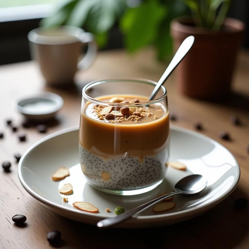 Pudín de chía con café frío y cardamomo: Desayuno energetico sin lactosa en 5 minutos