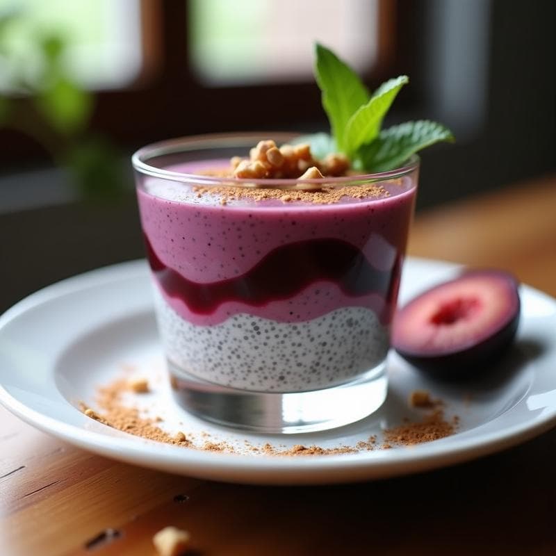 Pudín de Chía con Puré de Ciruela y Canela: Postre Sin Azúcar y Detox en 5 Ingredientes