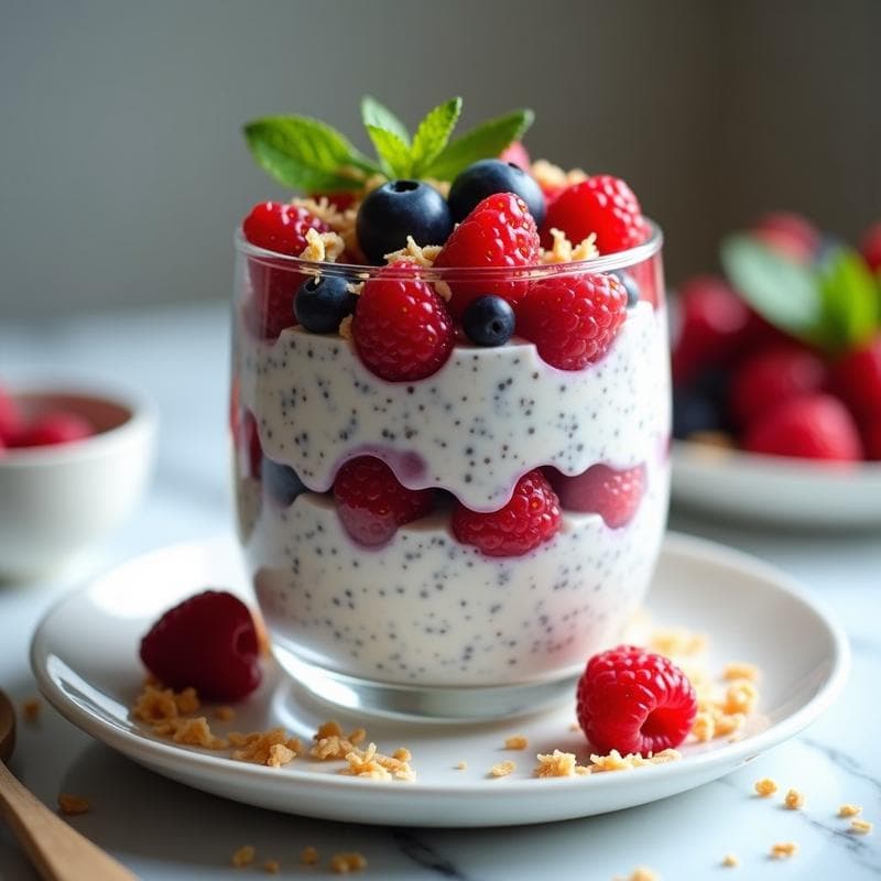 Pudín de Chía con Leche de Cocado y Frutos Rojos: Postre Vegano Sin Cocción