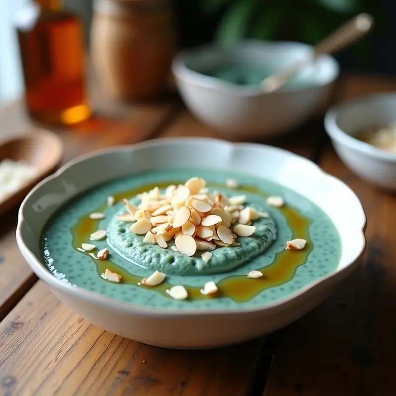 Pudín de Chía y Alga Espirulina con Sirope de Arce: Desayuno Detox y Energético