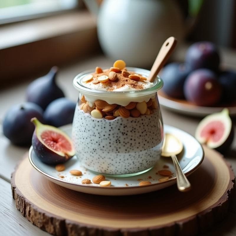 Pudín de Chía con Higos y Queso de Almendras: Desayuno Keto Sin Lácteos