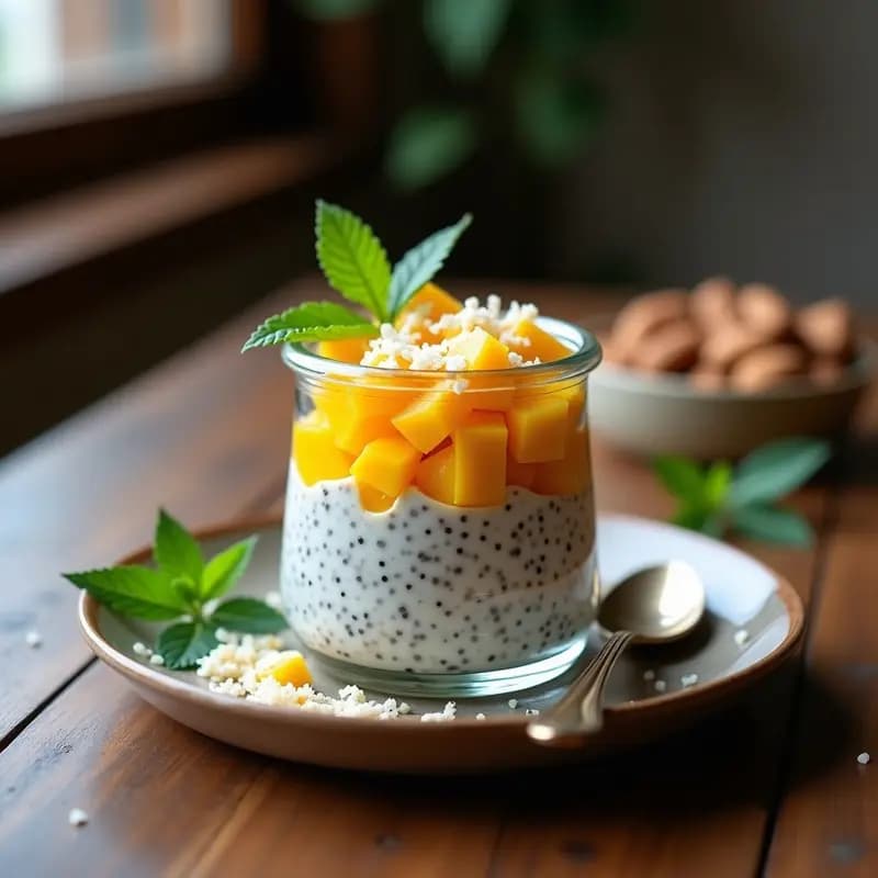 Pudín de Chía con Leche de Almendra y Mango: Desayuno Mexicano Sin Azúcar
