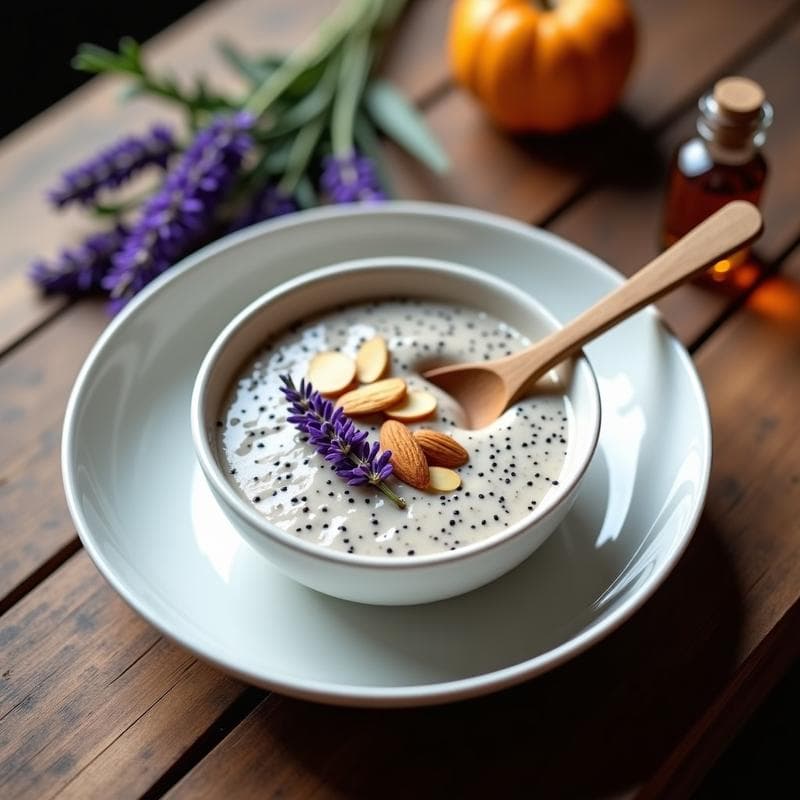 Pudín de Chía con Leche de Almendras y Esencia de Lavanda: Desayuno Relajante y Sin Lactosa