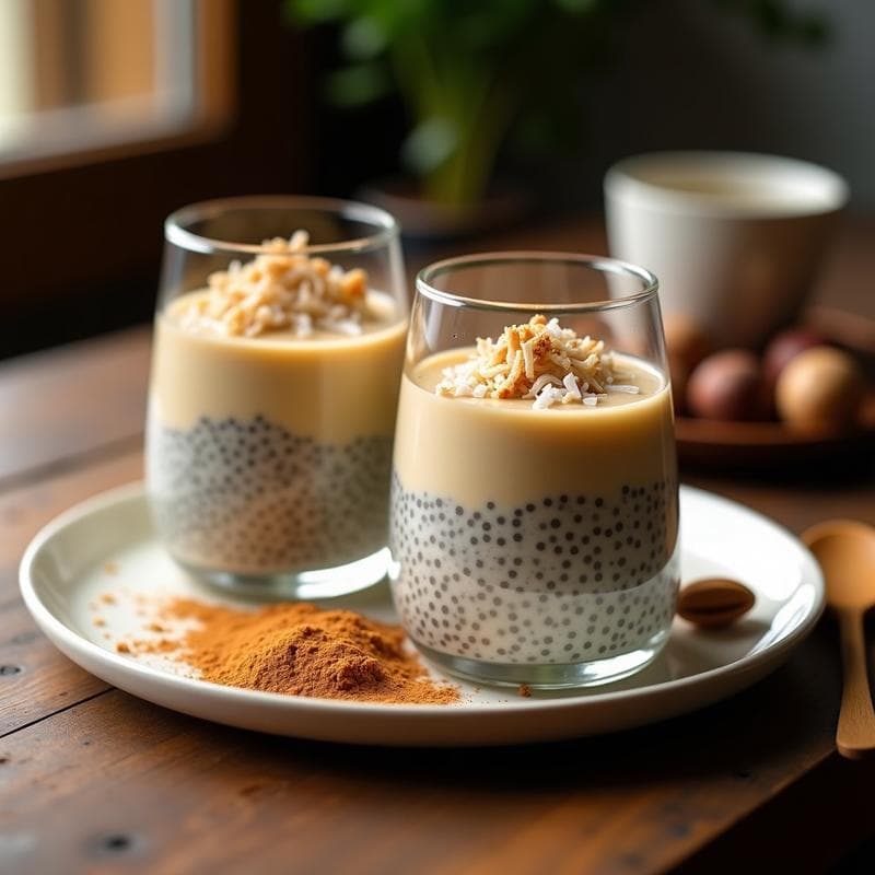 Pudín de Chía con Leche de Avellana y Polvo de Baobab: Postre Africano Sin Azúcar