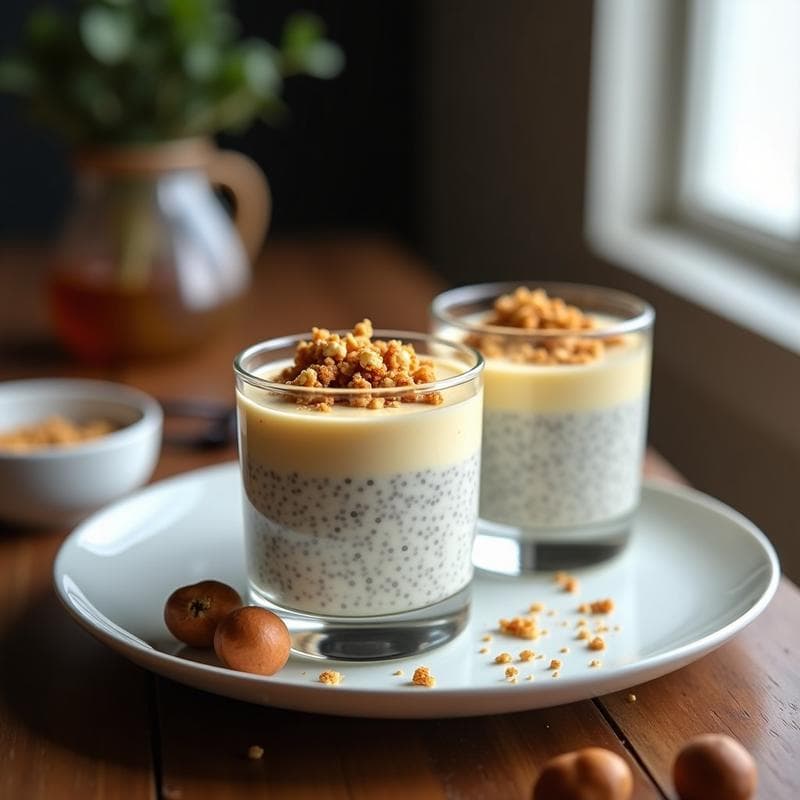 Pudín de Chía con Leche de Avellanas y Esencia de Vainilla Bourbon: Postre Sin Azúcar Para Diabéticos