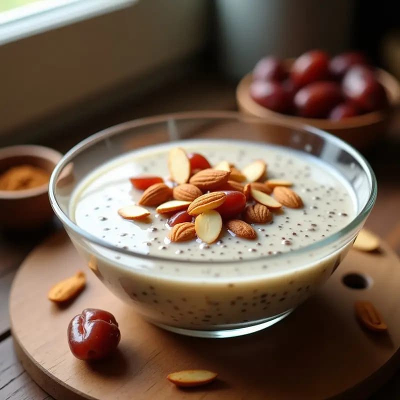 Pudín de Chía con Leche de Camella y Dátiles: Postre Emirate Sin Azúcar