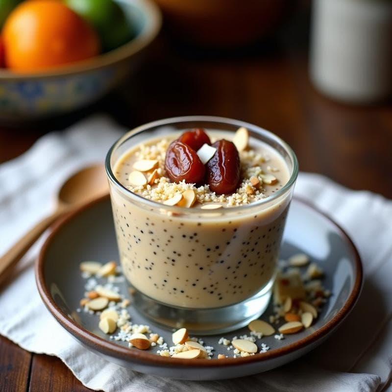Pudín de Chía con Leche de Camello y Dátiles: Postre Árabe Sin Lactosa y Energético