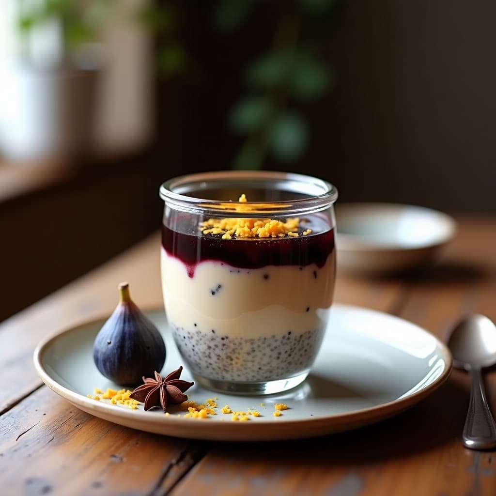 Pudín de Chía y Leche de Cáñamo con Compota de Higos Negros: Postre Vegano Sin Cocinar