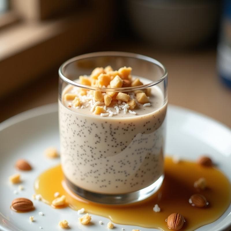 Pudín de Chía con Leche de Macadamia y Sirope de Arce: Postre Vegano y Sin Lactosa en 10 Minutos