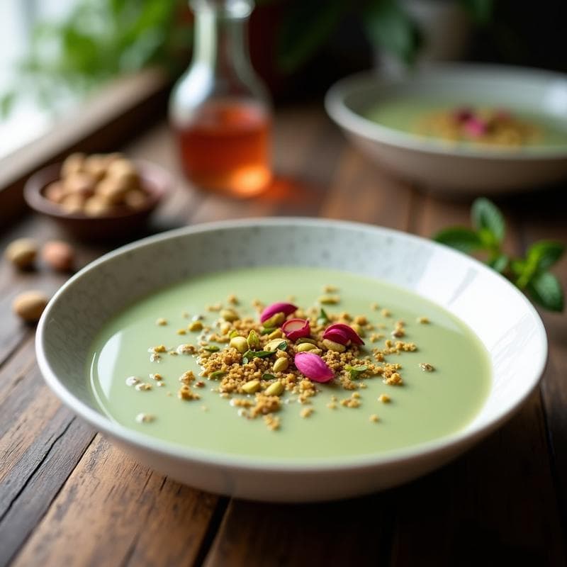 Pudín de Chía con Leche de Pistacho y Rosa: Desayuno Persa Sin Lactosa en 5 Minutos