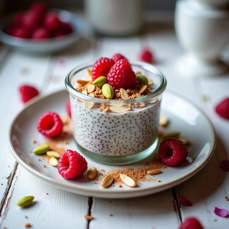 Pudín de Chía con Leche de Soja y Esencia de Rosa: Desayuno Persia Vegano