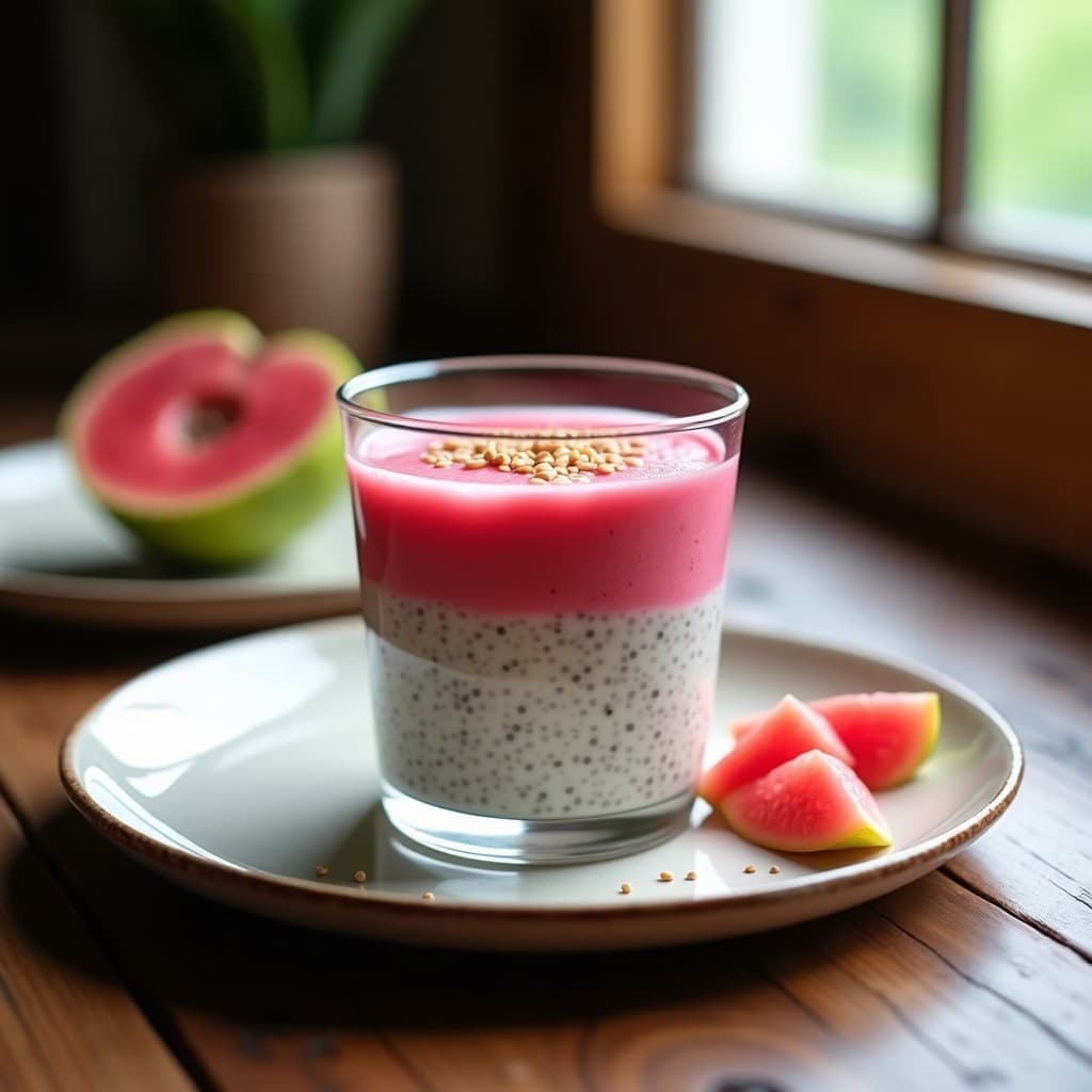 Pudín de Chía con Leche de Soja y Pura de Guayaba: Postre Colombiano Vegano Overnight