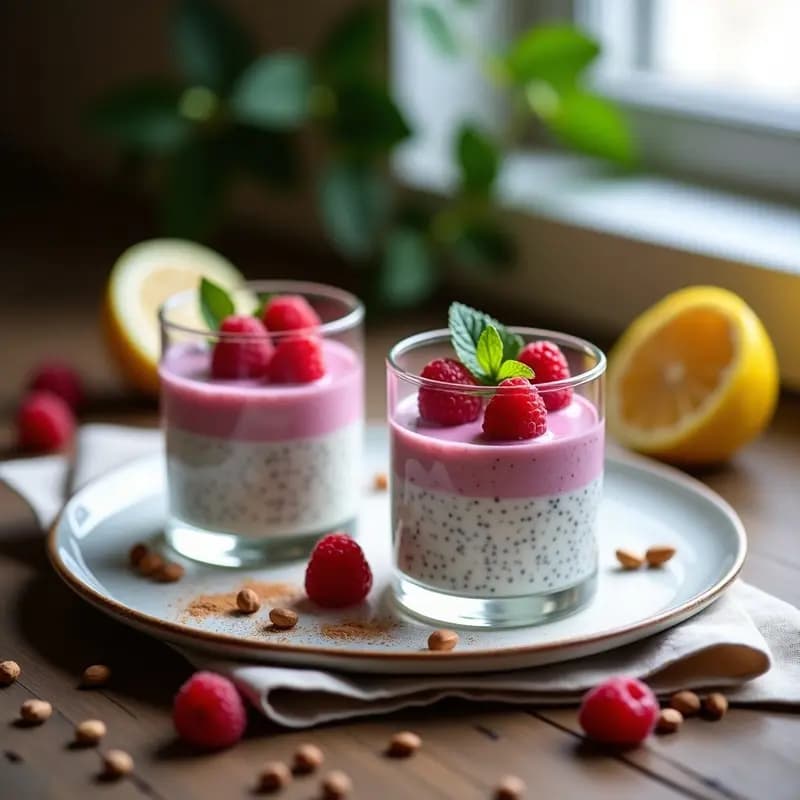 Pudín de Chía con Leche de Tigernut y Frambuesas: Desayuno Español Sin Azúcar