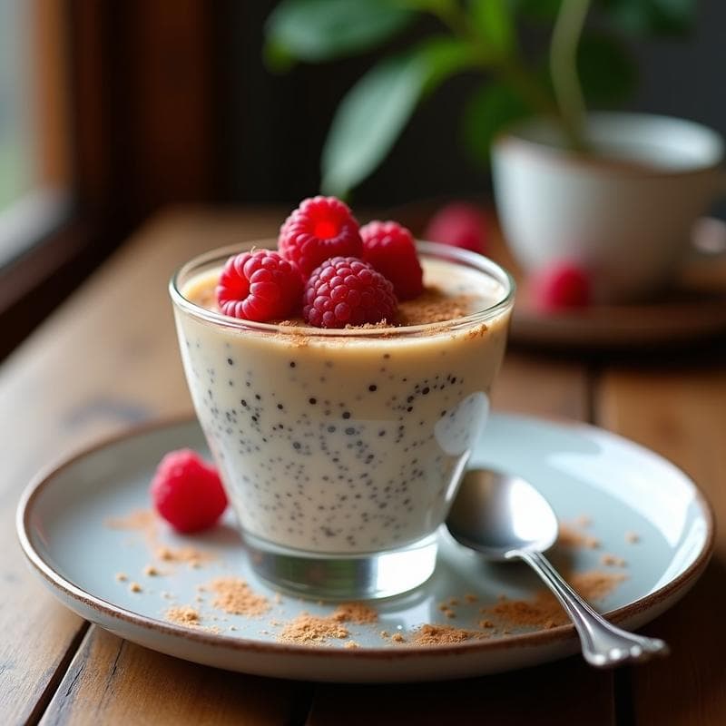 Pudín de Chía con Leche de Tigernut y Frambuesas: Postre Vegano Sin Lácteos
