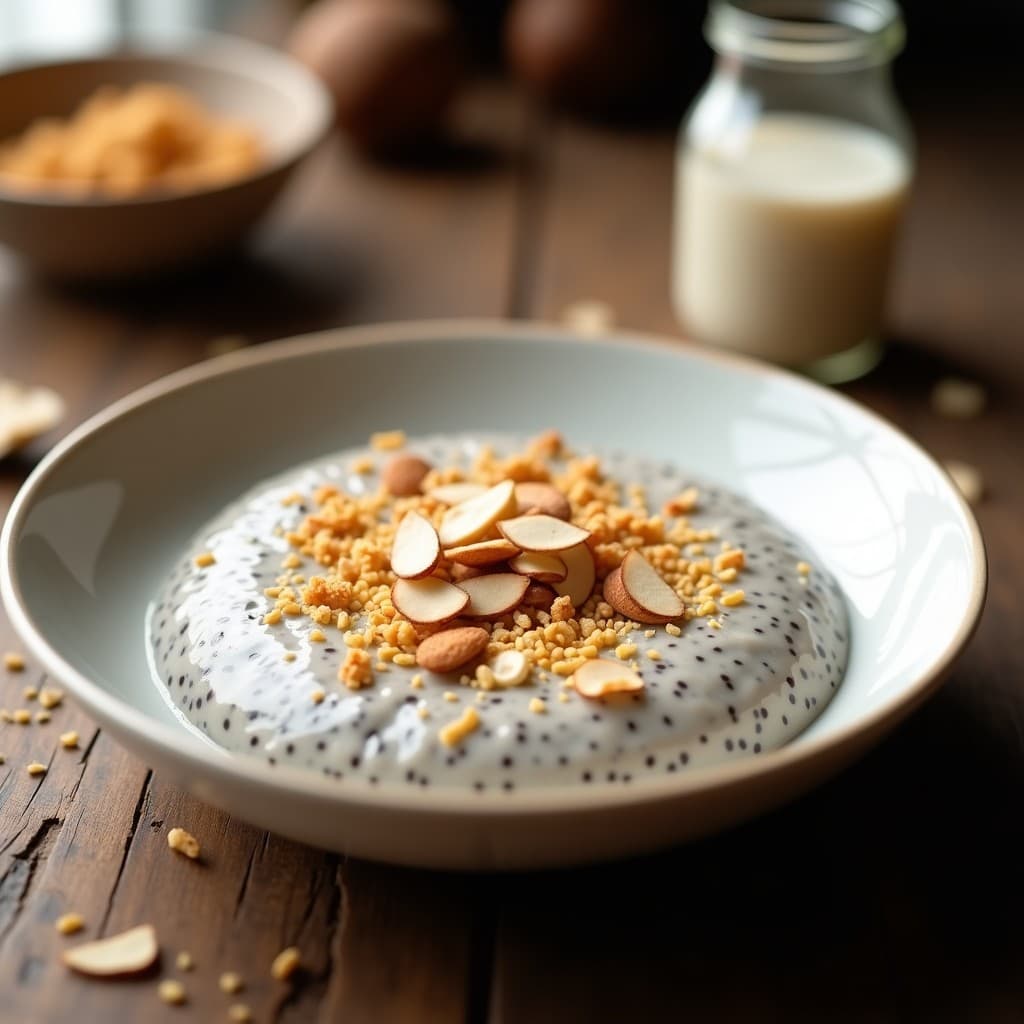 Pudín de Chía y Leche de Tigernut con Sirope de Arce: Desayuno Sin Lácteos