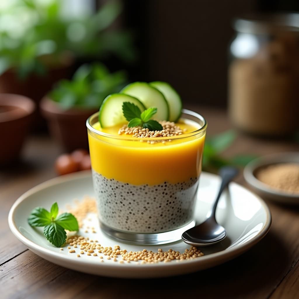 Pudín de Chía y Leche de Tigre: Postre Peruano con Toque picnicante de Ají Amarillo