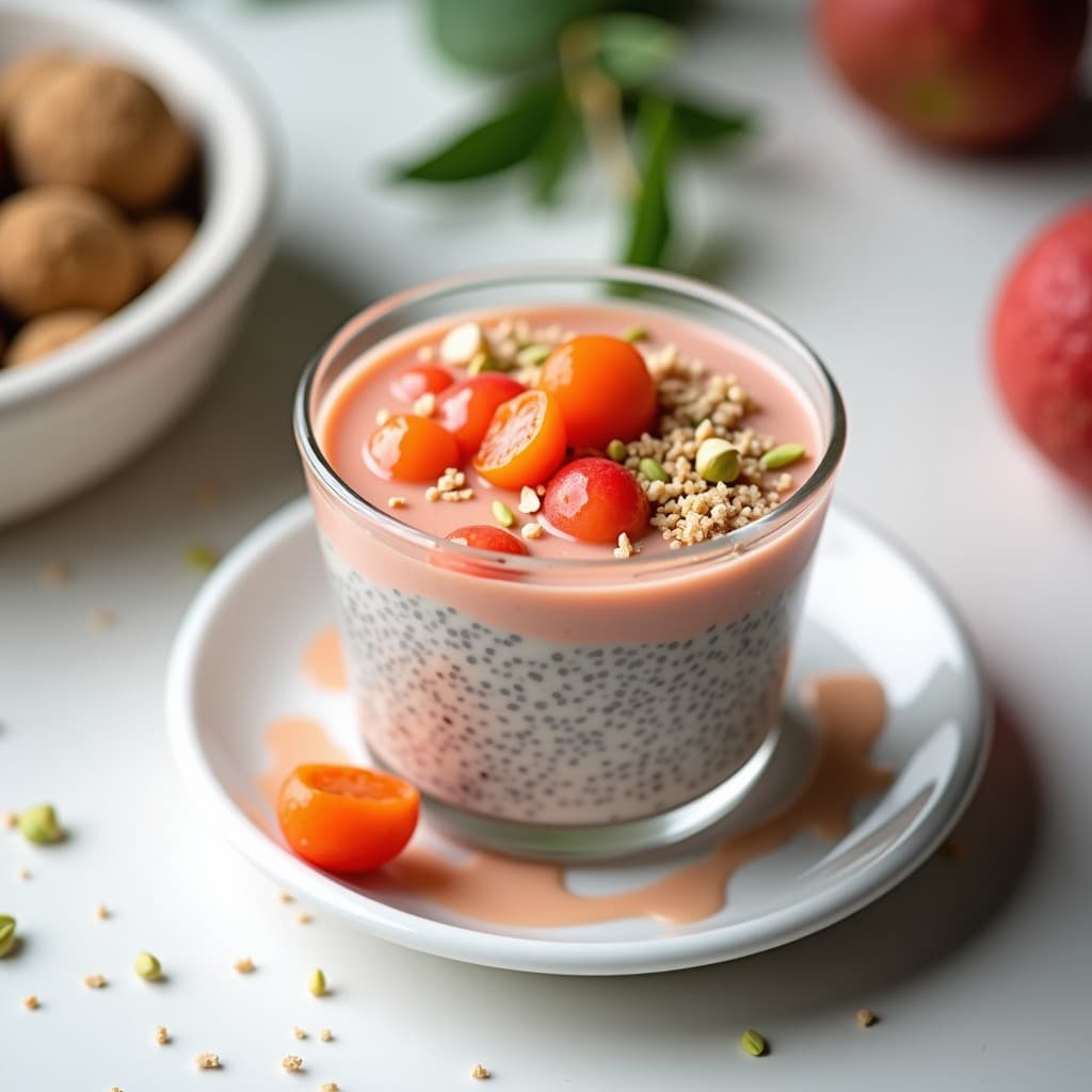 Pudín de Chía y Lichi con Salsa de Rosa Mosqueta: Postre Chino Vegano y Antioxidante