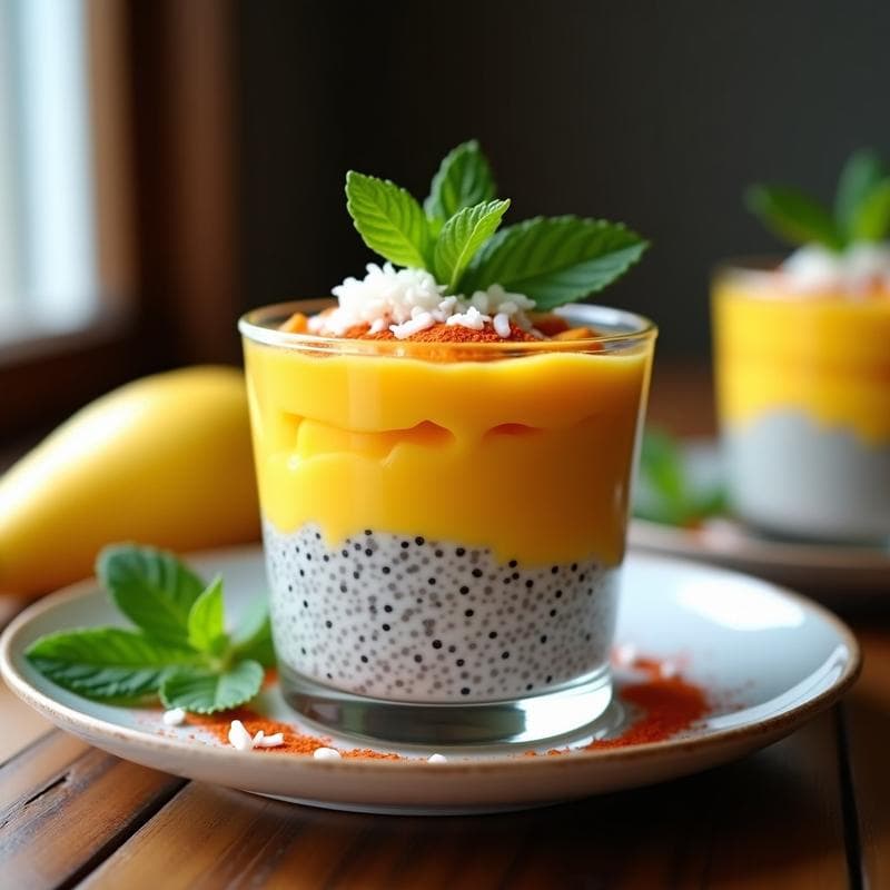 Pudín de Chía con Mango y Chile en Polvo: Postre Mexicano Sin Azúcar