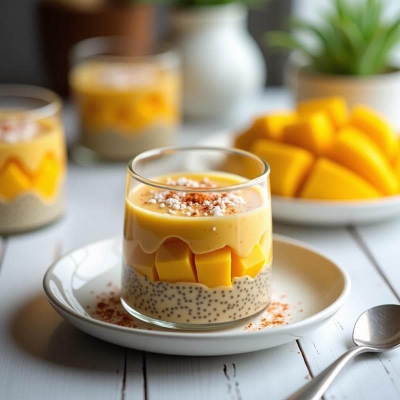 Pudín de Chía y Mango con Toque de Chili: Postre Mexicano Keto y Sin Cocción