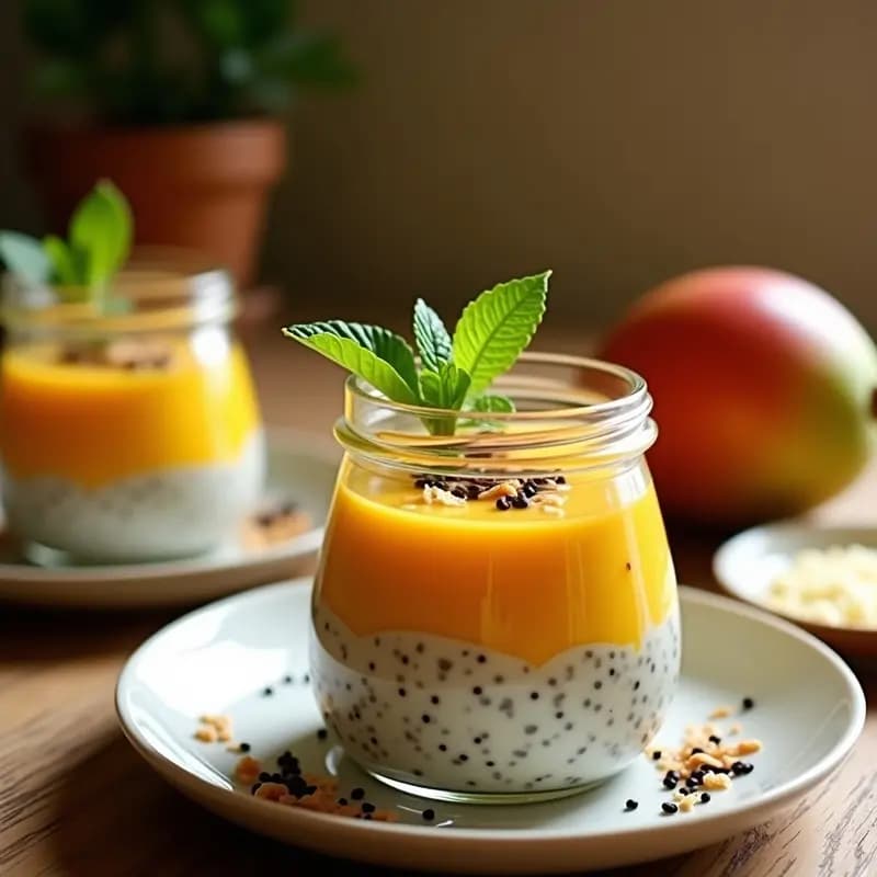 Pudín de Chía con Mango y Cúrcuma: Postre Indio Antiinflamatorio Sin Cocinar