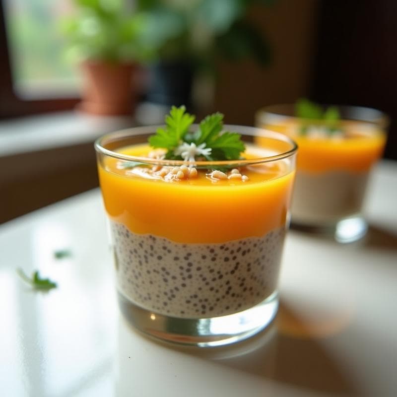 Pudín de Chía y Mango con Salsa de Tamarindo: Postre Tamil Sin Cocción