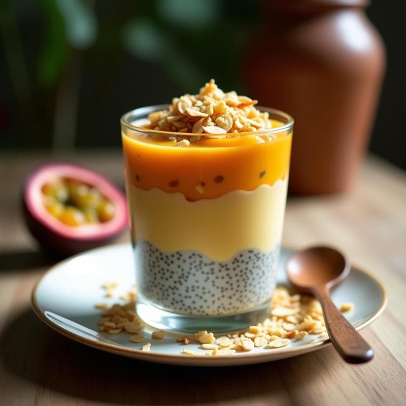 Pudín de Chía y Maracuyá con Granola de Avena: Desayuno Colombiano Sin Azúcar