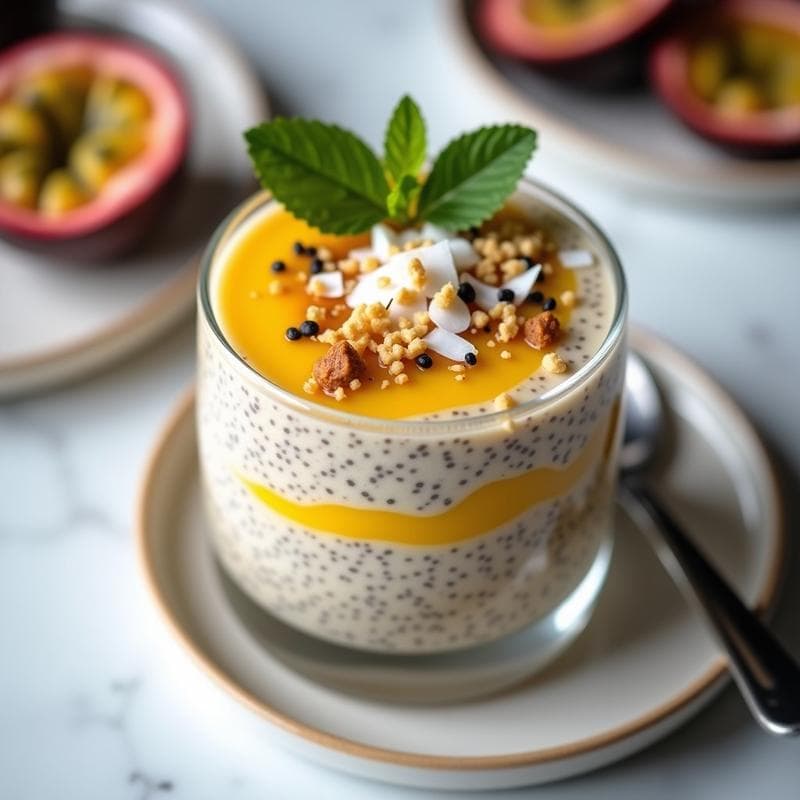 Pudín de Chía y Maracuyá: Postre Keto Sin Azúcar con Texturas Exóticas