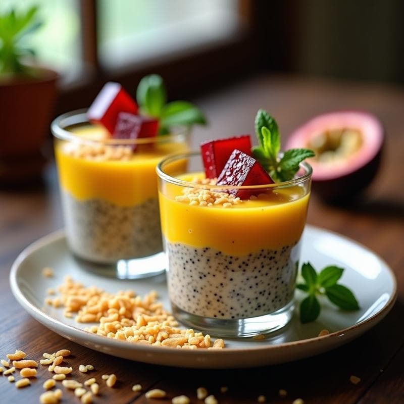 Pudín de Chía y Maracuyá: Postre Vegano con Toque Tropical en 5 Minutos