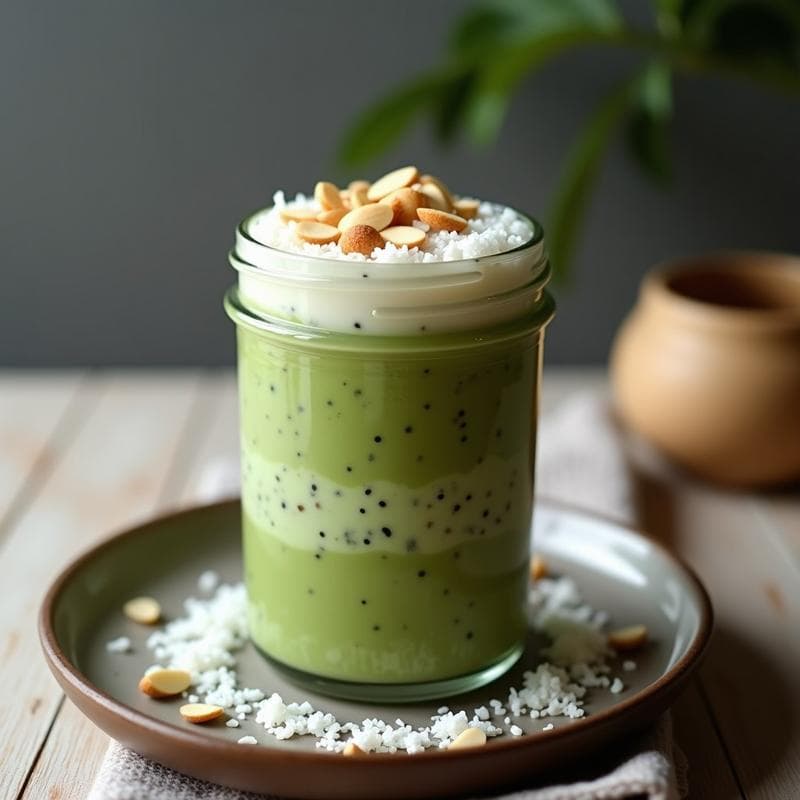 Pudín de Chía y Matcha con Leche de Avena: Desayuno Japonés Detox en 5 Minutos