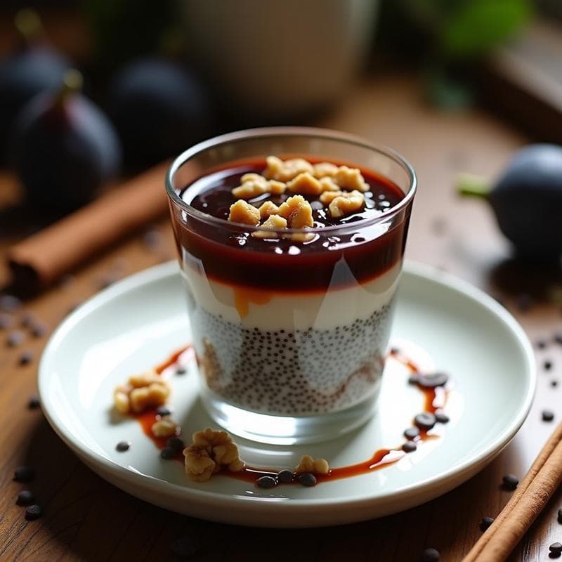 Pudín de Chía con Mermelada de Higo Negro: Postre Vegano Sin Azúcar y Sin Cocción
