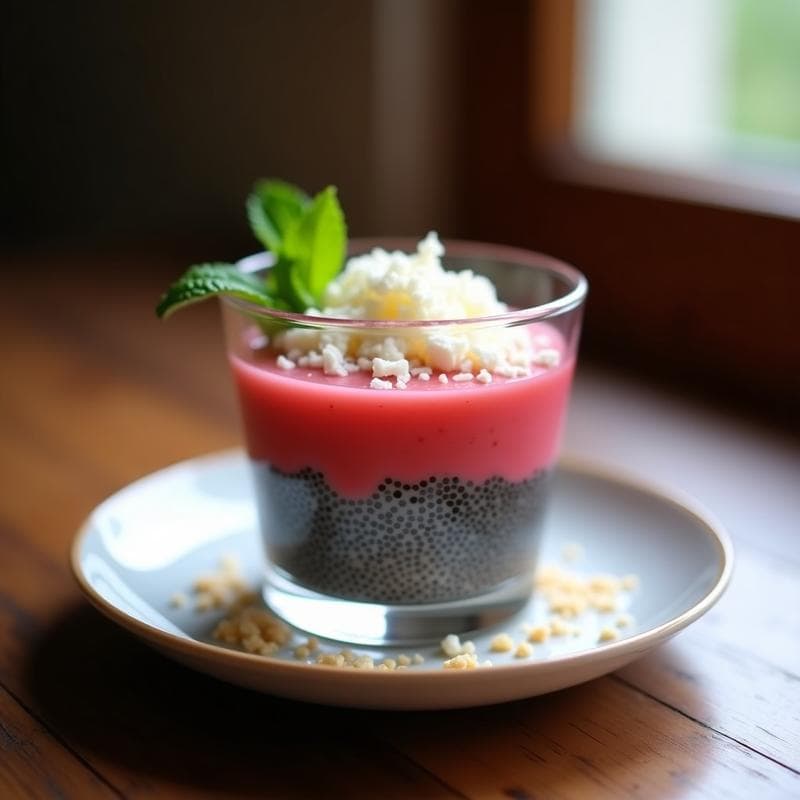 Pudín de Chía con Puré de Guayaba y Queso Fresco: Postre Colombiano Sin Horno